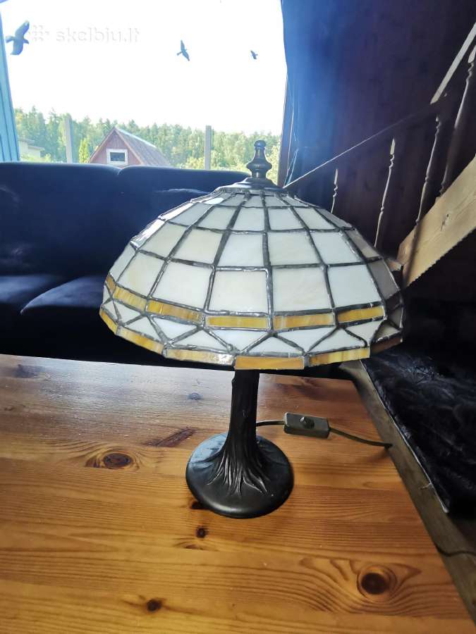 Vintažinis Tiffany stiliaus, stalinis šviestuvas. - nuotraukos Nr. 7