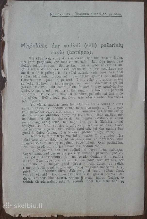 1605. Mėginkime Dar Sodinti (Sėti) Pašarinių Ropių