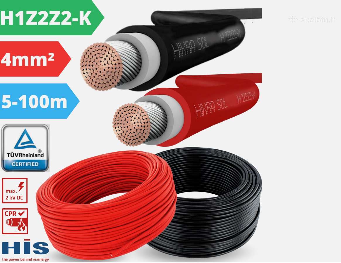 Elektrinės kabelis Dc Hikra Germany 6mm 500 metrų - nuotraukos Nr. 2