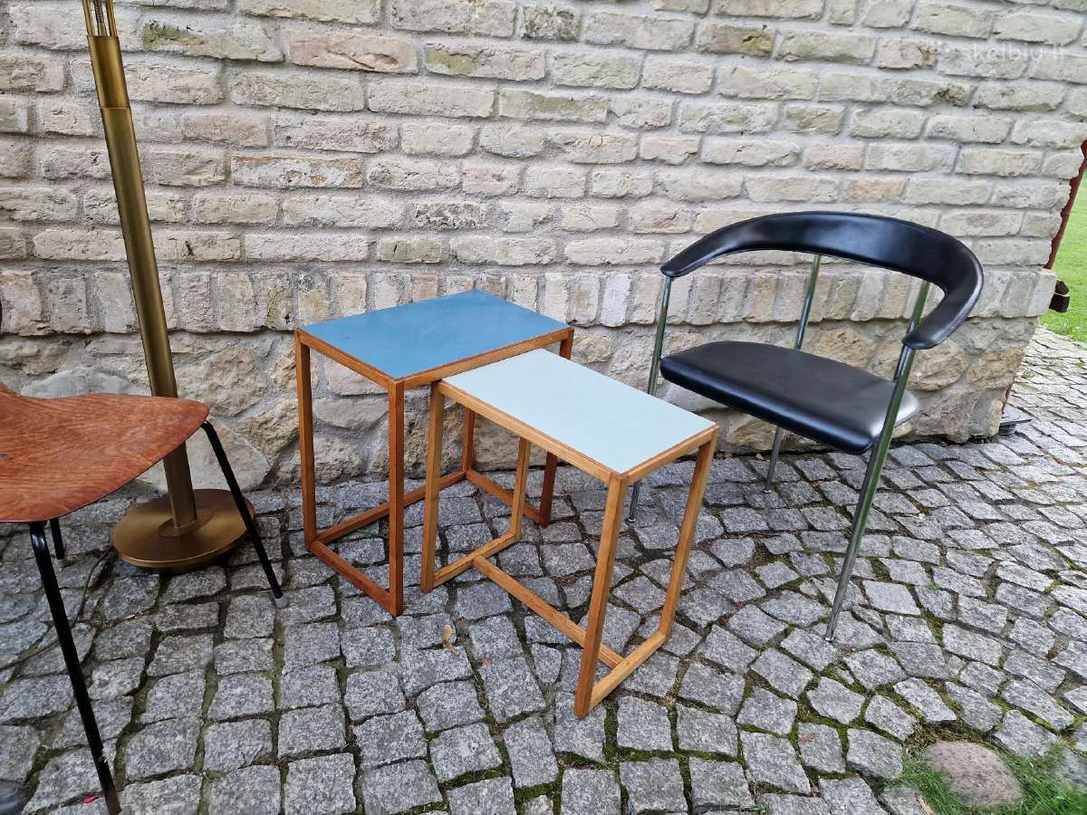 Vintažinių mid century Bauhaus st. staliukų duetas - nuotraukos Nr. 2