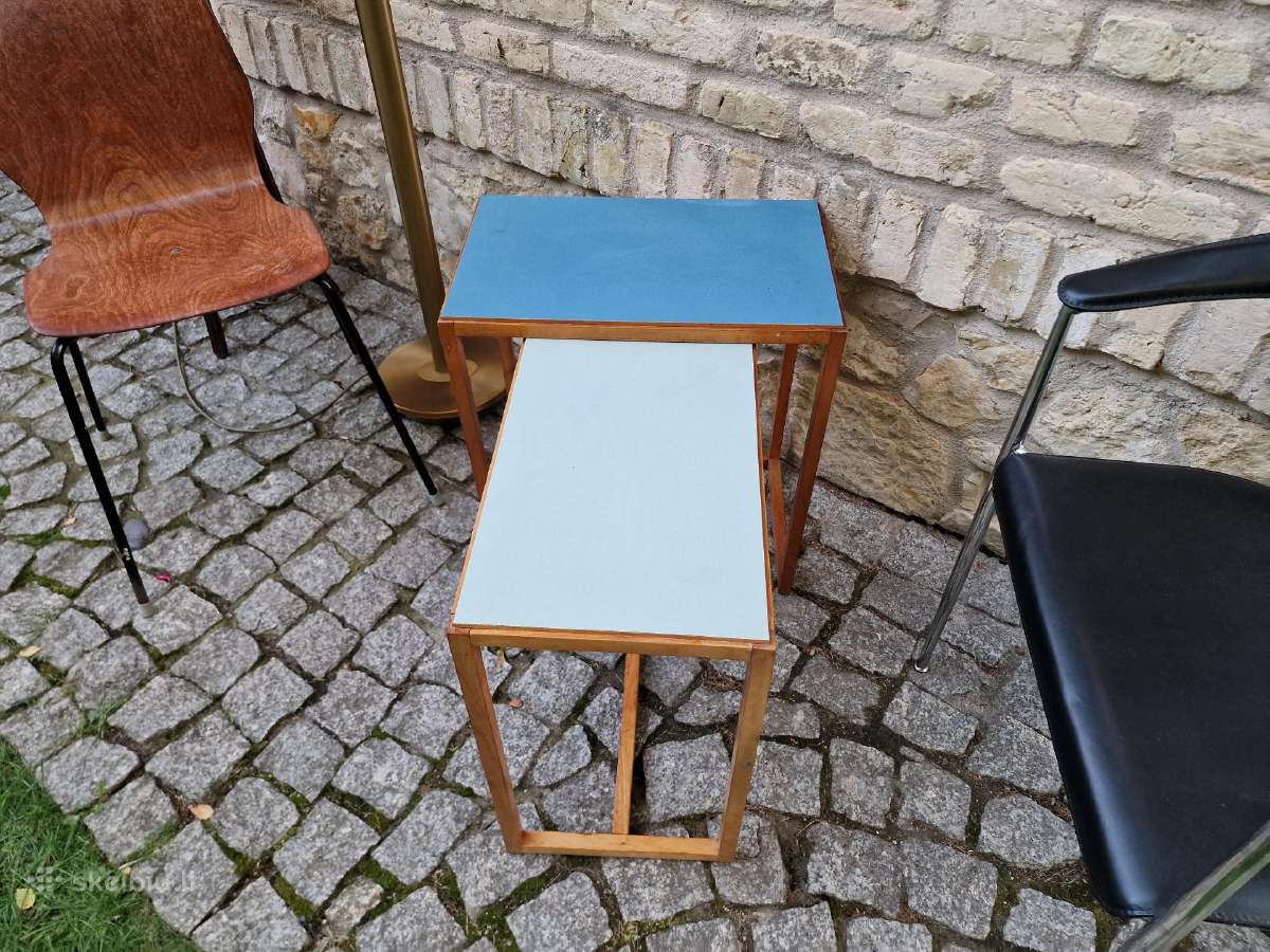 Vintažinių mid century Bauhaus st. staliukų duetas - nuotraukos Nr. 3