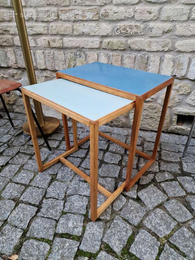 Vintažinių mid century Bauhaus st. staliukų duetas - nuotraukos Nr. 6