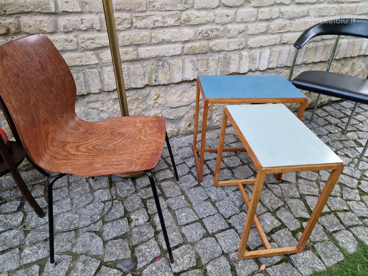 Vintažinių mid century Bauhaus st. staliukų duetas - nuotraukos Nr. 10