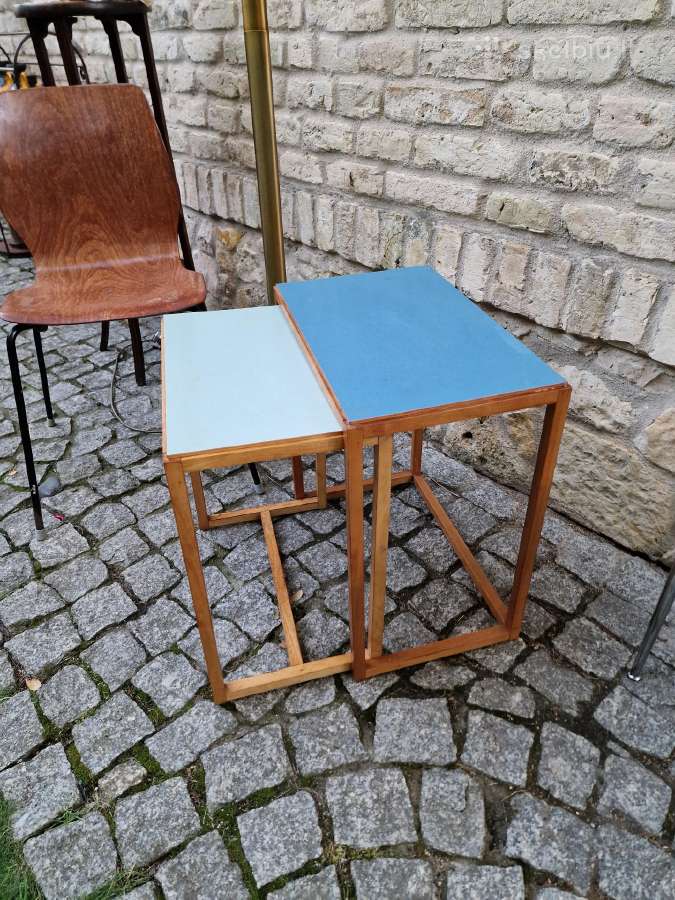 Vintažinių mid century Bauhaus st. staliukų duetas - nuotraukos Nr. 11