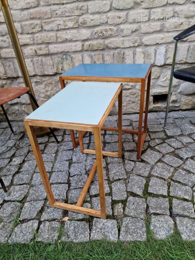 Vintažinių mid century Bauhaus st. staliukų duetas - nuotraukos Nr. 12
