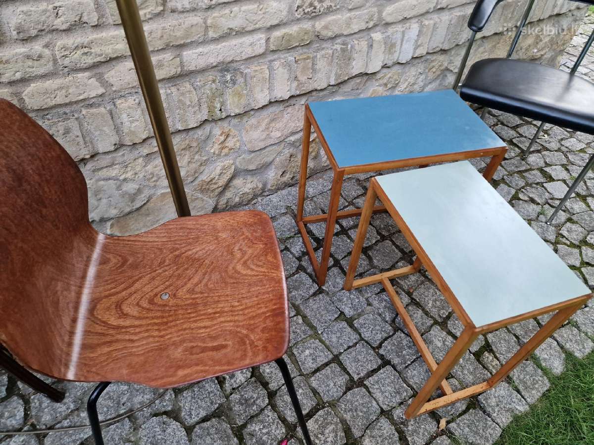 Vintažinių mid century Bauhaus st. staliukų duetas - nuotraukos Nr. 14