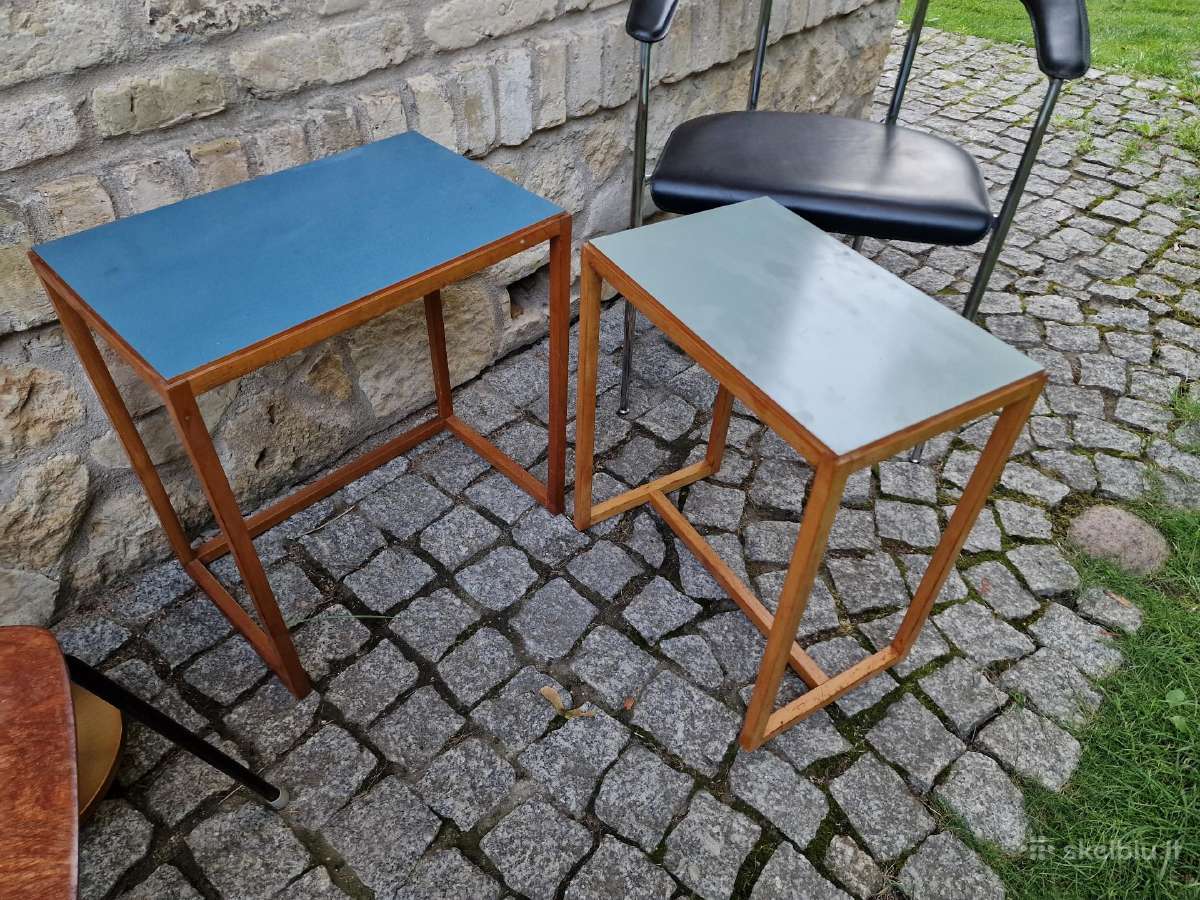 Vintažinių mid century Bauhaus st. staliukų duetas - nuotraukos Nr. 15