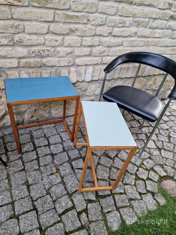 Vintažinių mid century Bauhaus st. staliukų duetas - nuotraukos Nr. 16