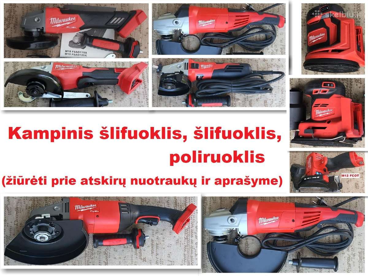 Milwaukee kampinis, šlifuoklis 7 modeliai