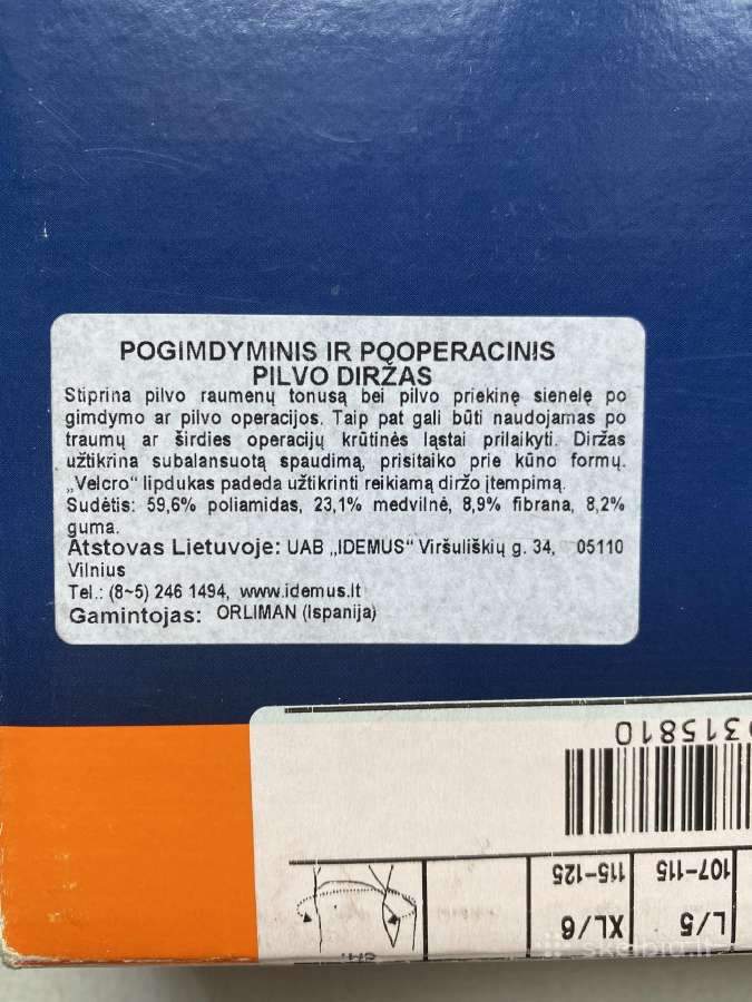 Orliman Pooperacinis/pogimdyminis elastinis diržas - nuotraukos Nr. 4