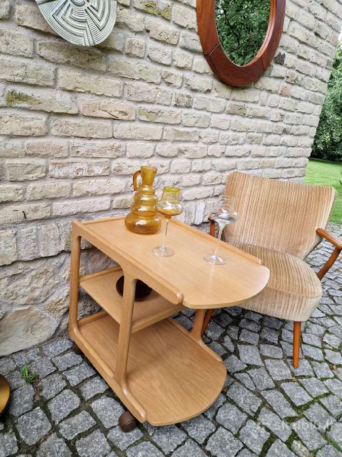 Vintažinis mid century ąžuol.serviravimo staliukas - nuotraukos Nr. 11