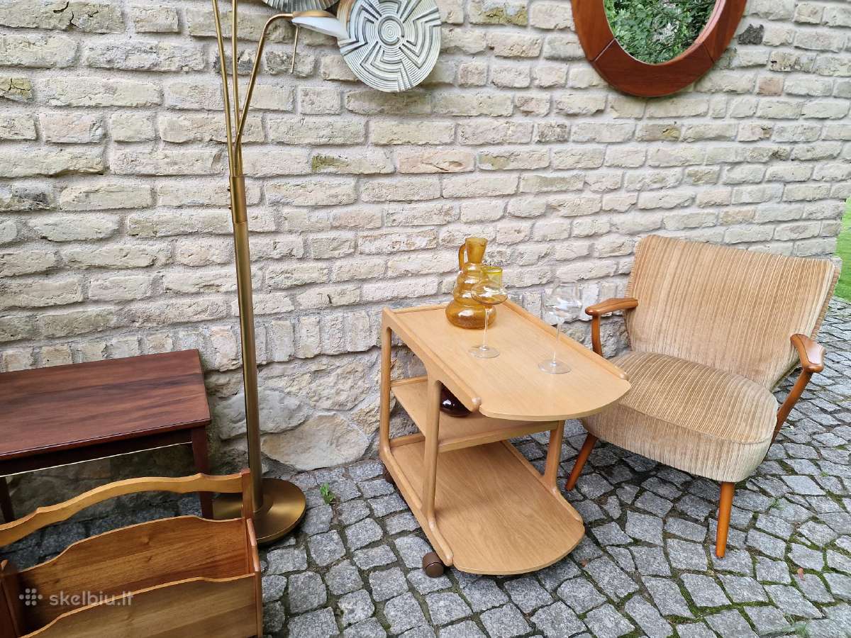 Vintažinis mid century ąžuol.serviravimo staliukas - nuotraukos Nr. 12