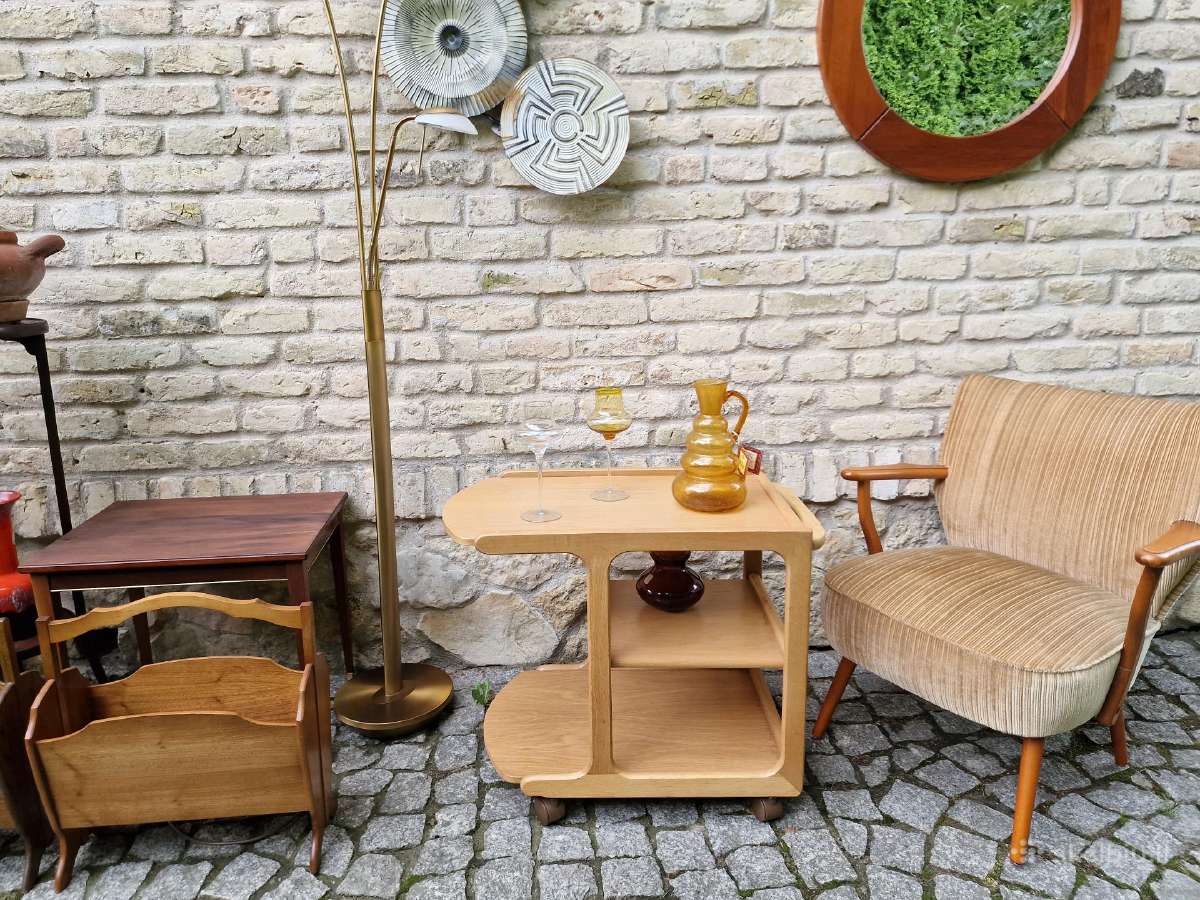 Vintažinis mid century ąžuol.serviravimo staliukas - nuotraukos Nr. 33