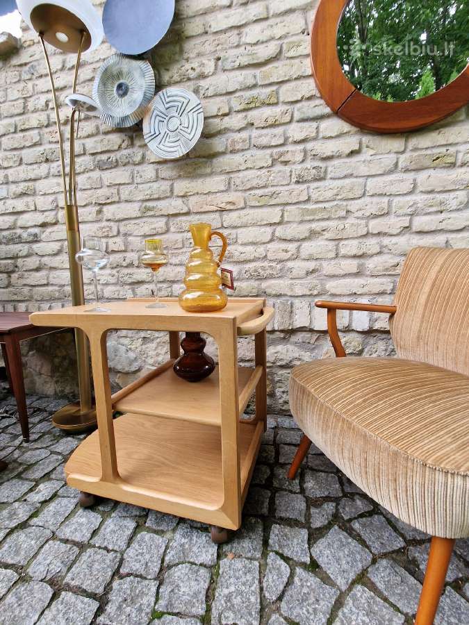 Vintažinis mid century ąžuol.serviravimo staliukas - nuotraukos Nr. 34