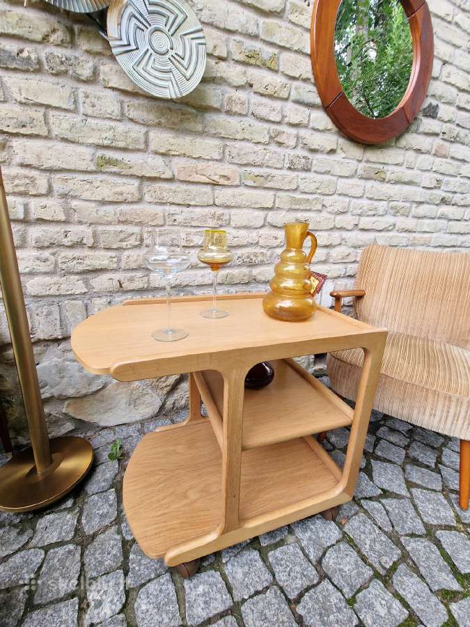 Vintažinis mid century ąžuol.serviravimo staliukas - nuotraukos Nr. 35