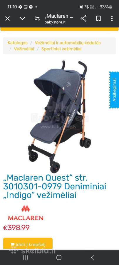Vaikiškas vežimėlis skėtukas Maclaren quest - nuotraukos Nr. 3