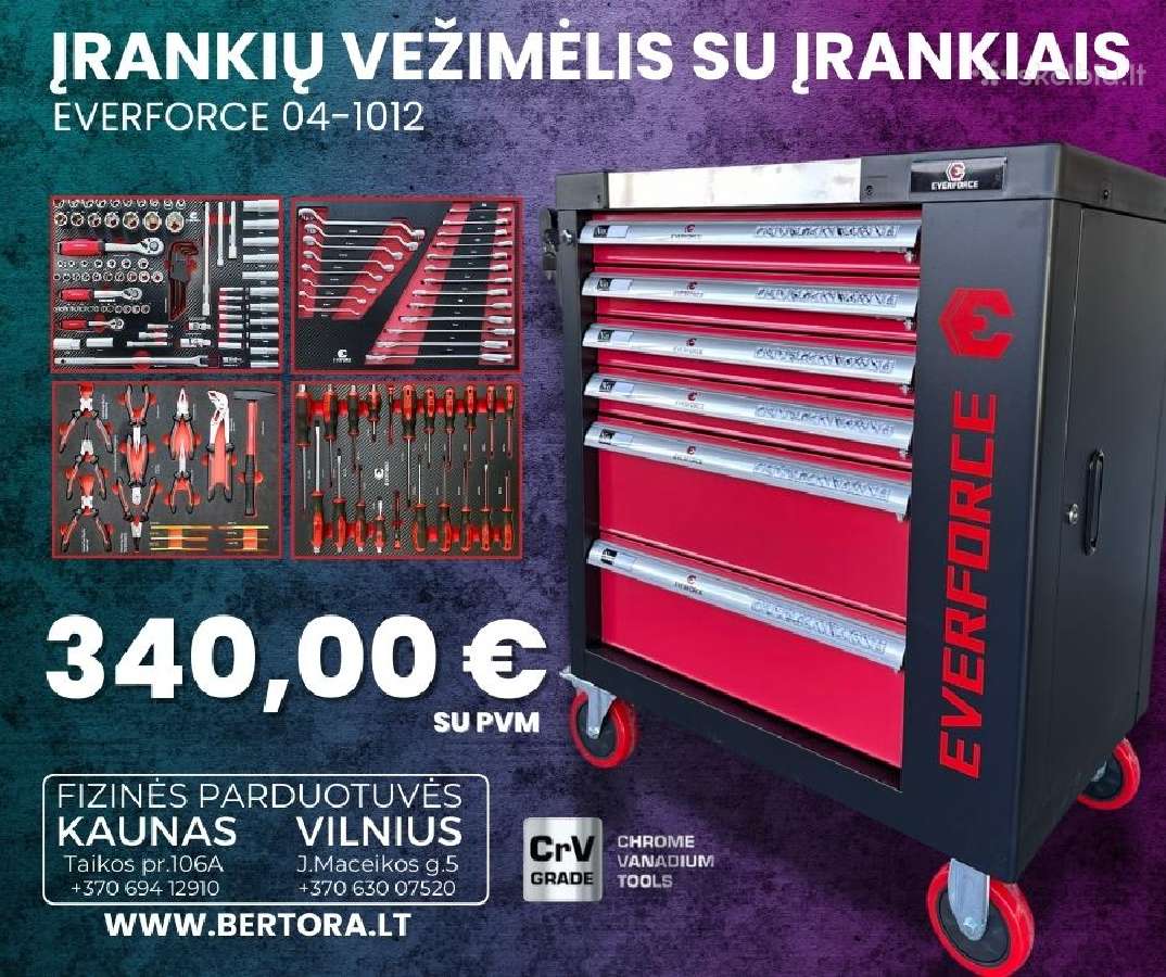 Įrankių vežimėliai su įrankiais 340,00 Eurnauji