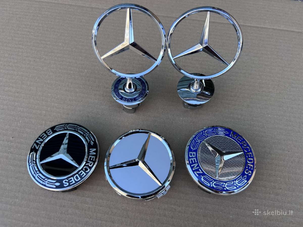 Mercedes kapoto ženkliukai ir ratlankiu dangteliai