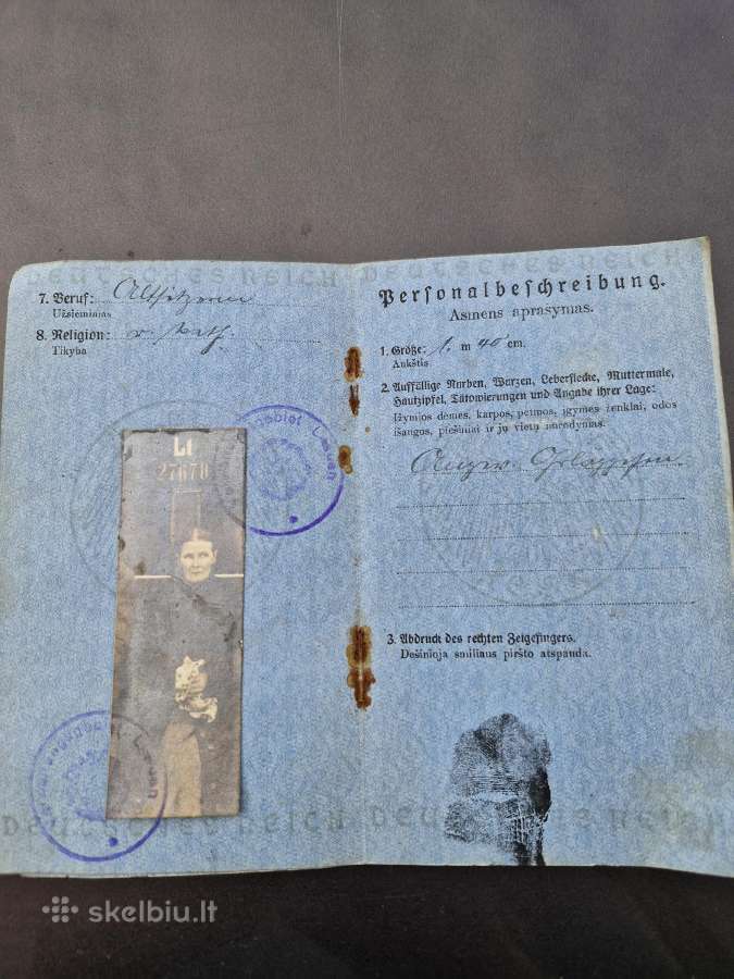 Senas lietuviškas pasas 1918m. - nuotraukos Nr. 3