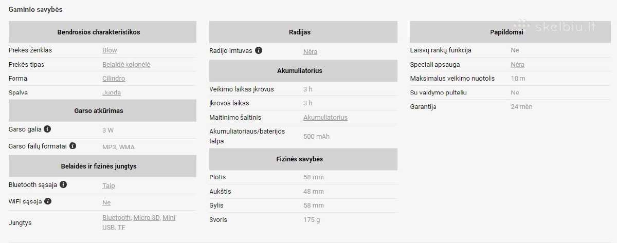 Nešiojama kolonėlė Blow Bt-60 Black (Juodas) - nuotraukos Nr. 10