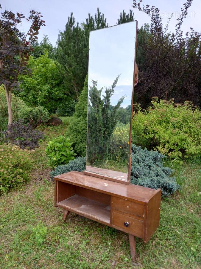 Vintažinė mid century spintelė su veidrodžiu - nuotraukos Nr. 2