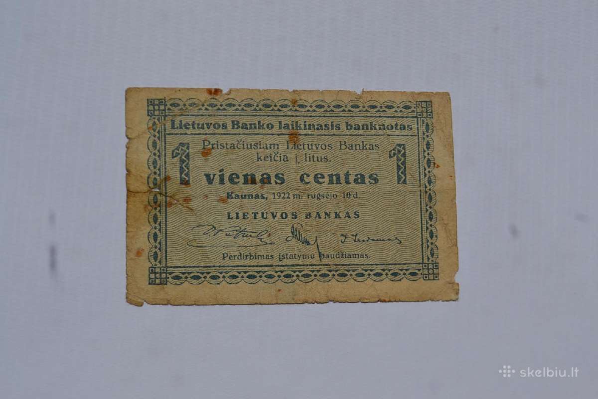 1922 m. vienas laikinasis centas