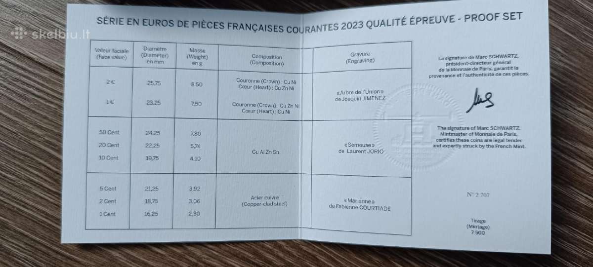 2023 Prancūzija Proof euro rinkinys - nuotraukos Nr. 3