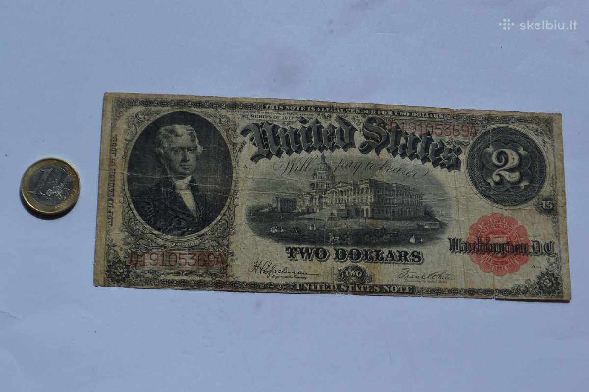 Retas banknotas 2 doleriai 1917 m.