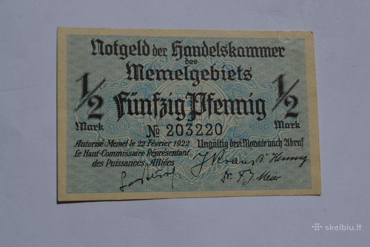 Memelio 50 pfenigiu 1922 metu