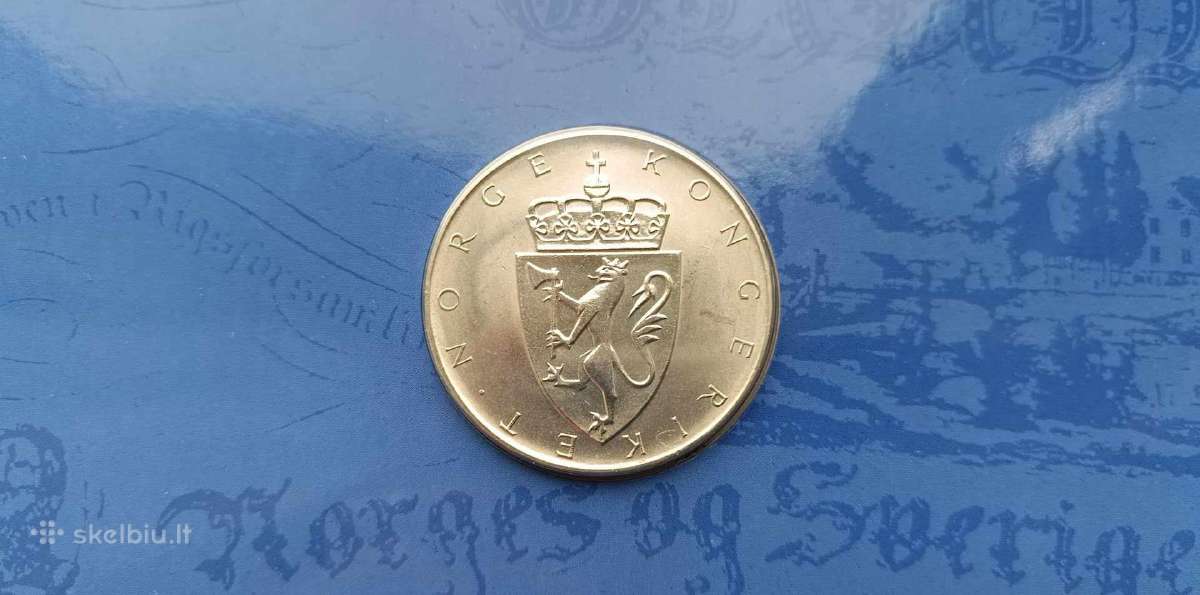 Sidabrine moneta 10 kronu Norvegija