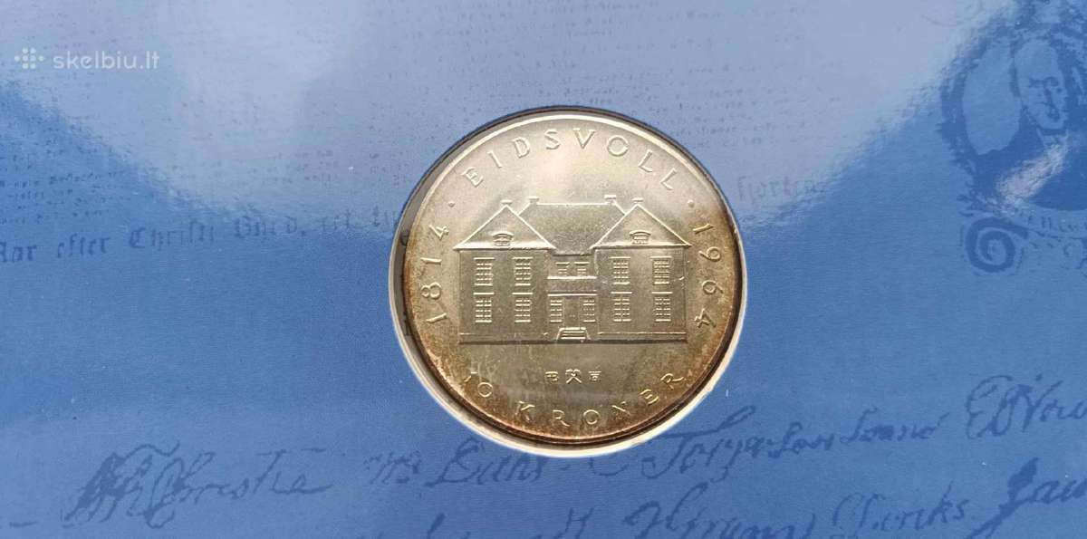 Sidabrine moneta 10 kronu Norvegija - nuotraukos Nr. 2