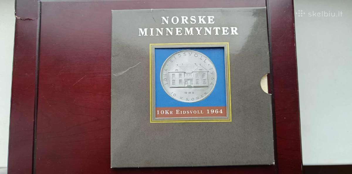 Sidabrine moneta 10 kronu Norvegija - nuotraukos Nr. 4