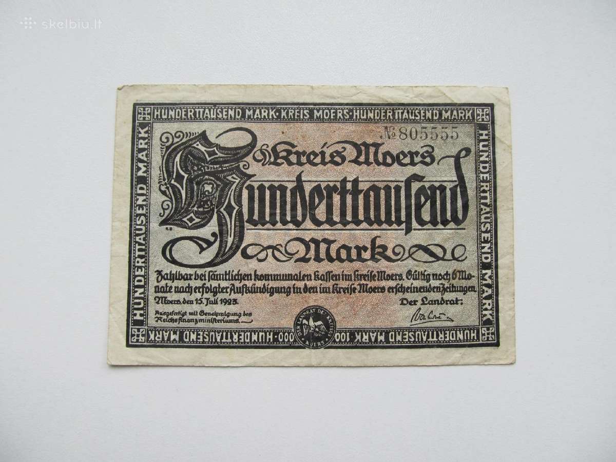 100 000 markiu , Moers Vokietija , 1923