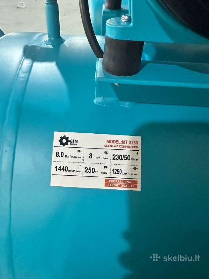 Betepalinis oro kompresorius Gtm Mt S 250l 1250l/m - nuotraukos Nr. 3