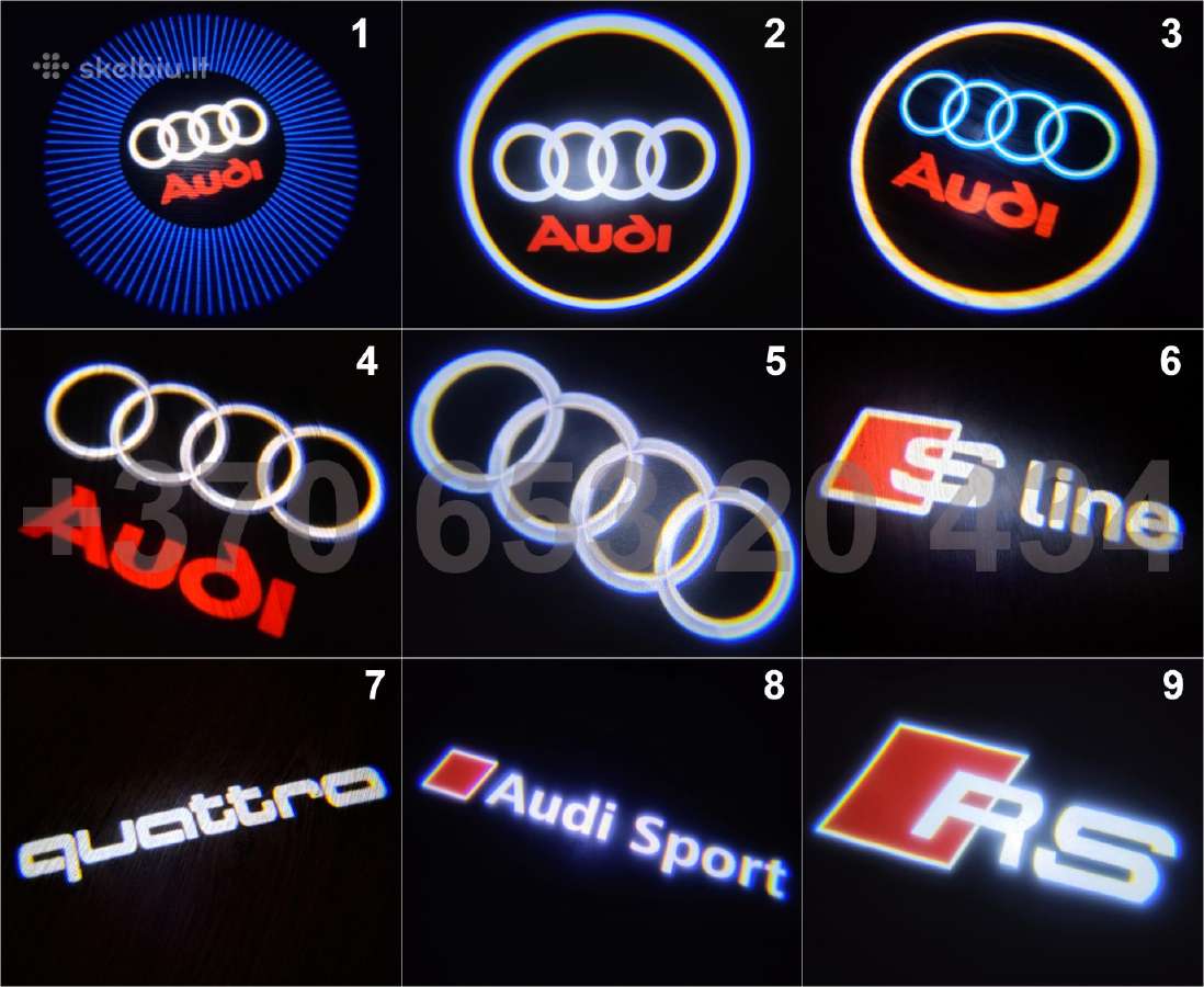 Audi S line 3D LED Logo Durų Logotipai Projekcijos