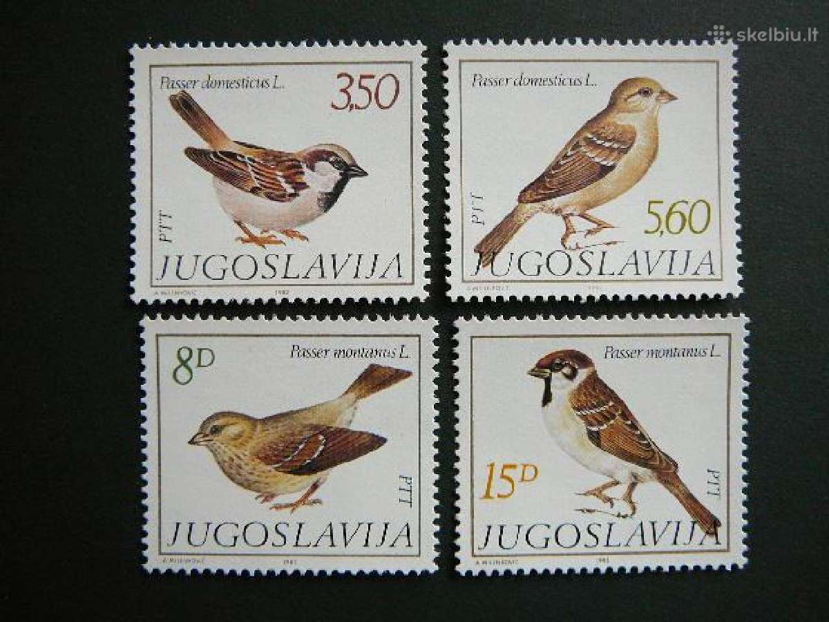 Pauksciai Jugoslavija 1982 svarus js1925s