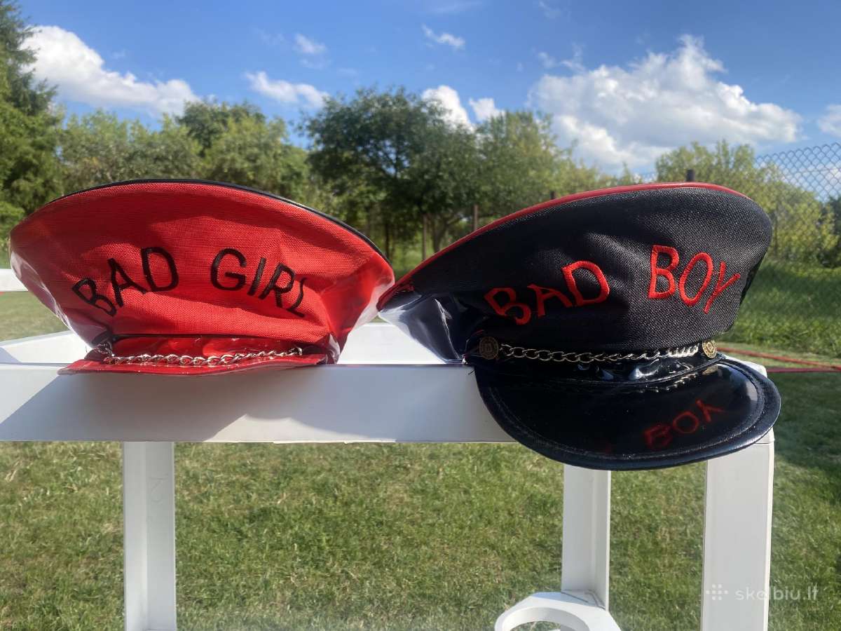 Vakarėlio kepurės su užrašu "Bad Boy" &“Bad Girl