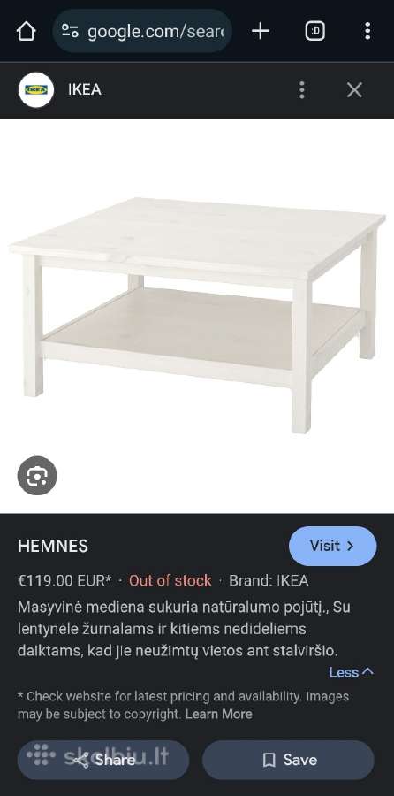 Hamnes 90x90 kavos staliukas - nuotraukos Nr. 2
