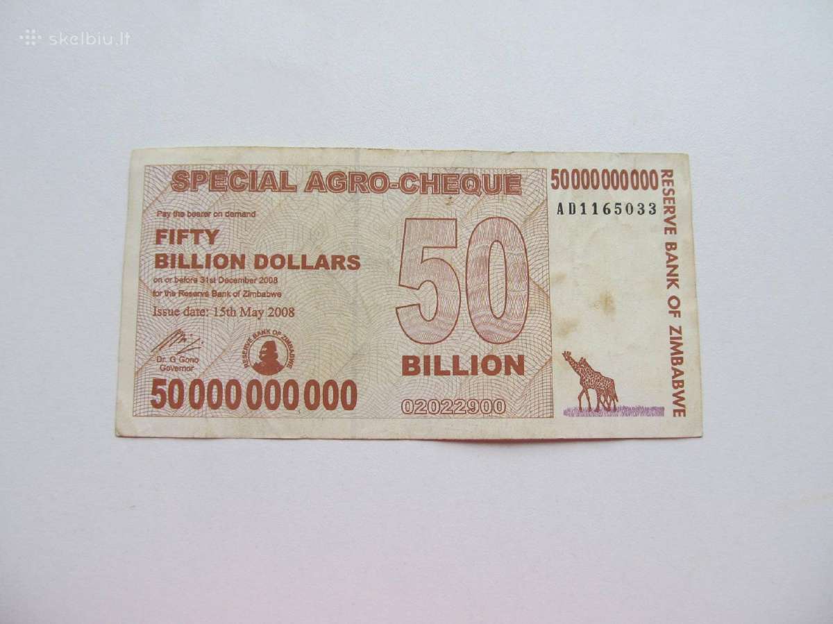 50 bilijonu doleriu , Zimbabvė , 2008
