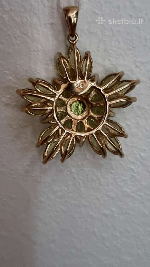 9k/375 auksinis pakabukas su 6,76ct peridotų. - nuotraukos Nr. 2