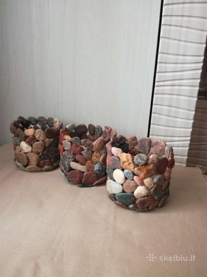 Įdomios natūralių akmenukų vazos,žvakidės - nuotraukos Nr. 2