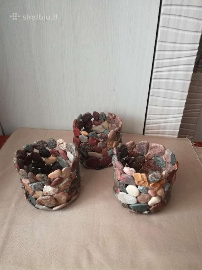 Įdomios natūralių akmenukų vazos,žvakidės - nuotraukos Nr. 4