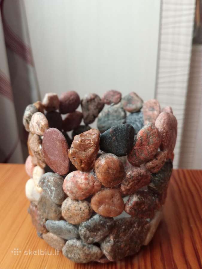 Įdomios natūralių akmenukų vazos,žvakidės - nuotraukos Nr. 9