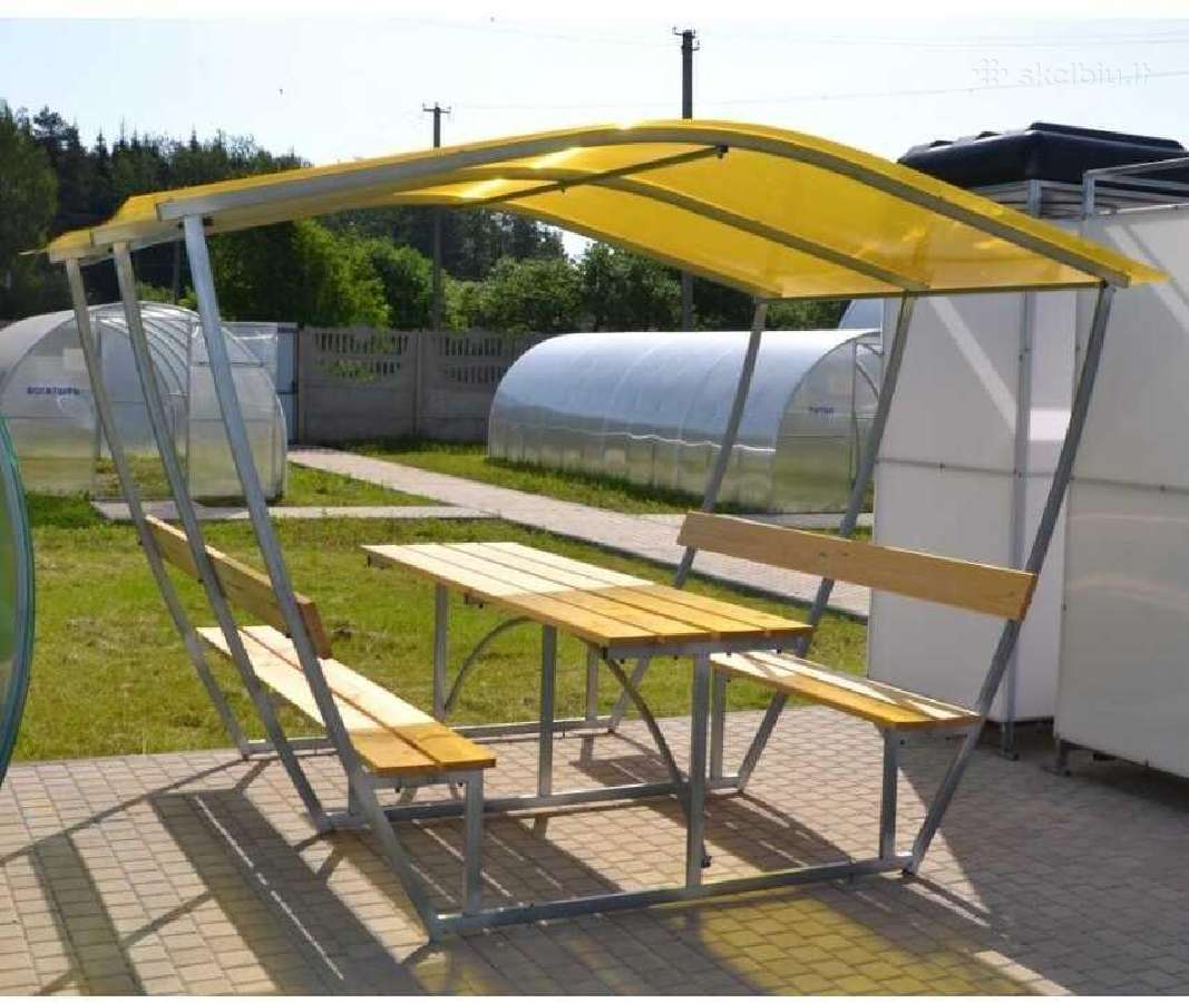 Pavėsinė su 20x40 metaliniu vamzdžiu + danga - nuotraukos Nr. 7