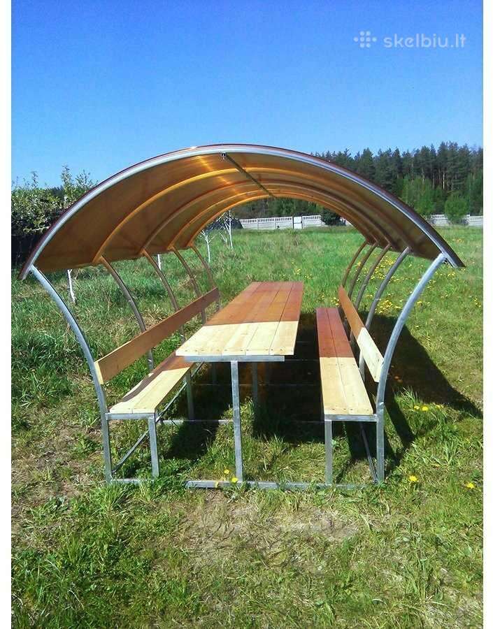 Pavėsinė su polikarbonatu -stalas - suolas - nuotraukos Nr. 2