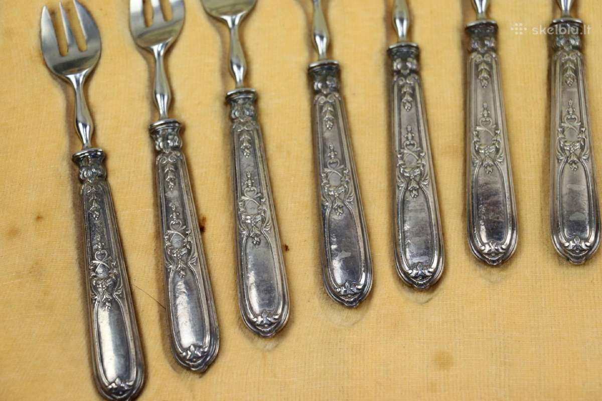 Šakutės 12 vienet. Sidabro rankenos svoris 291 gr. - nuotraukos Nr. 5