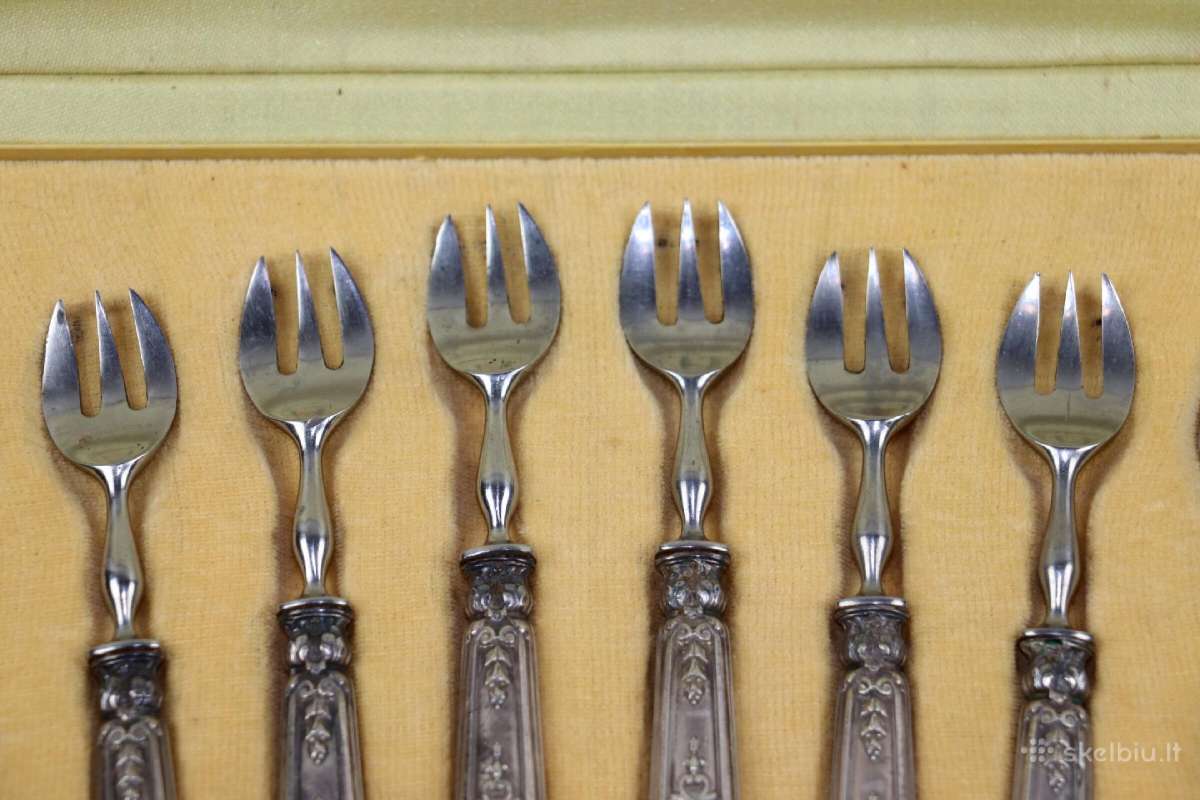 Šakutės 12 vienet. Sidabro rankenos svoris 291 gr. - nuotraukos Nr. 6