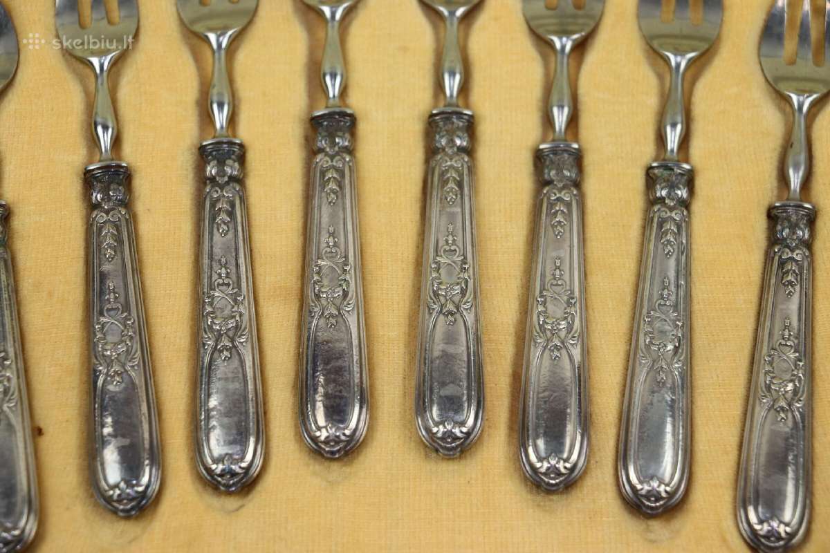 Šakutės 12 vienet. Sidabro rankenos svoris 291 gr. - nuotraukos Nr. 7