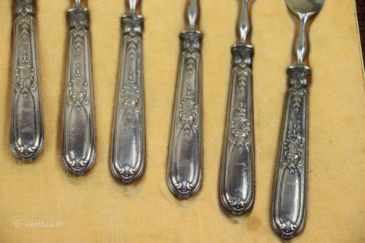 Šakutės 12 vienet. Sidabro rankenos svoris 291 gr. - nuotraukos Nr. 9