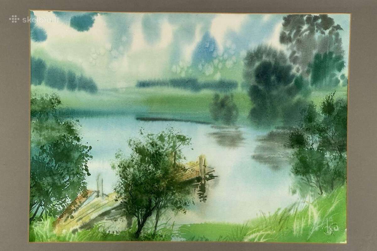 Paveikslas popierius akvarelė. 58,5 x 47,8 cm. - nuotraukos Nr. 2